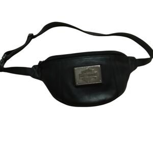 Rare Harley Davidson Vintage Black Leather Belt Waist Bag Fanny Pack